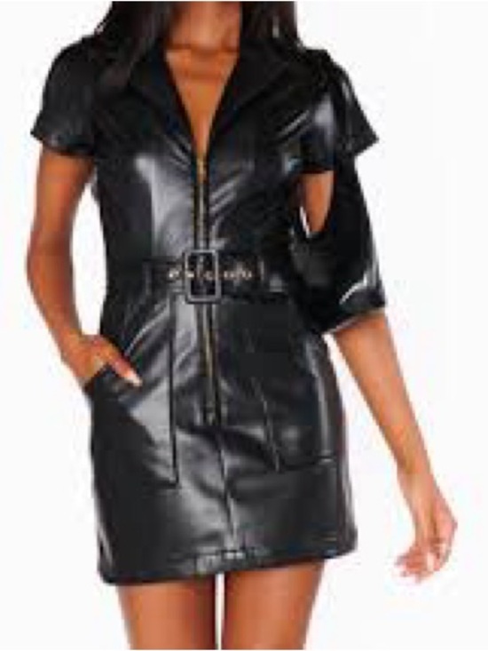 Show Me Your MuMu Dresses & Skirts - Show Me Your MuMu Black Faux Leather Belted Short Dress
